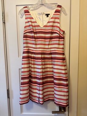 SPRING DRESS SALE! Ann Taylor Striped V‑Neck Fit-and-Flare Dress